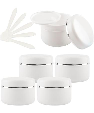 empty jars with lids cosmetic jar B0CL9KHDNF5 PC 150ml White Empty Plastic Cosmetic Jars with Screw Lid with Silver Ribbon 150g Small Storage Pot Containers for Homemade Salve  5X Spatula (Color : B