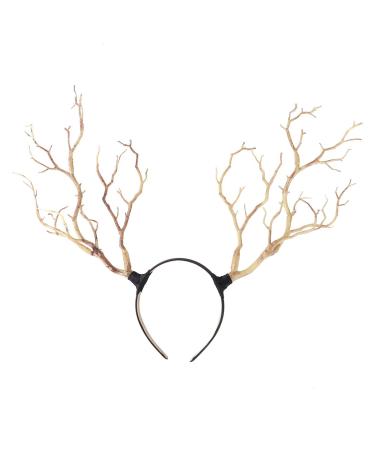 minkissy Tree Branches Headband Reindeer Antlers Headband Big Antlers Hair Band Forest Cosplay Props Christmas and Easter Party Headbands (As Shown)