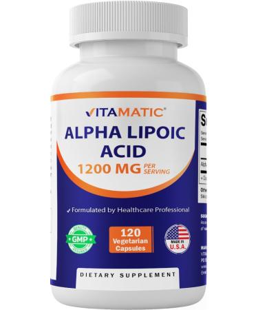 Vitamatic Alpha Lipoic Acid 1200mg Per Serving, 120 Capsules - Gluten Free, Vegetarian Capsules, Soy Free & Non-GMO