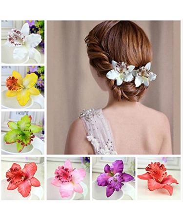 10-Piece Women Chiffon Flower Hair Clips - Perfect for Bridal Wedding Accessory and Beach Party Decor - Buy Online on GoSupps.com
