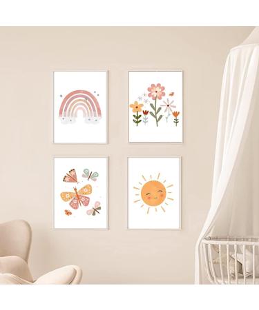 Taicols Set of 4 Boho Posters for Children's Rooms | Din A4 Wall Art Decoration for Girls' Baby Rooms - Buy Online on GoSupps.com
