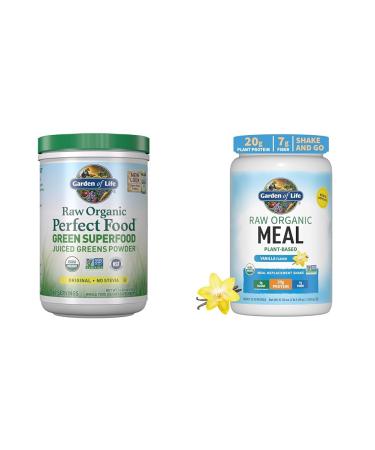 Garden of Life Super Greens Powder Smoothie & Mix Probiotics & Digestive Enzymes for Digestive Health & Vegan Protein Powder - Raw Organic Meal Replacement Shakes - Vanilla - Pea Protein