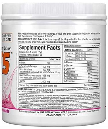 ALLMAX ACUTS Amino Energy Drink - Pink Lemonade 7.4 oz | Boost Energy & Endurance - Buy Online on GoSupps.com