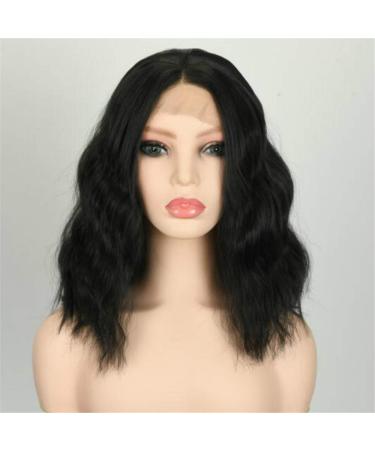 Point front wig 14/16 inch short curly black brown wigs heat-resistant synthetic hair women wig cap without hair pony hairstyle of course cosplay party time clothes c14in