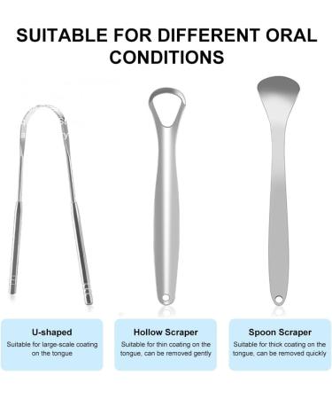 Mingqian ER Tongue Scraper - 3-Part Stainless Steel Tongue Cleaner for Adults & Children | Medical Metal with Case | Professional Oral Hygiene  - Buy Online on GoSupps.com