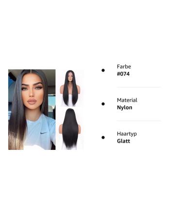 VEBONNY Glue Free 24 Inch Natural Black Wig for Women - Realistic Synthetic Hair Light Black Middle Part Style #074 - Buy Online on GoSupps.com