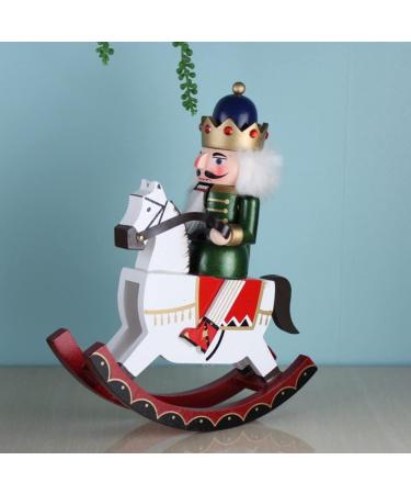 Wooden Rocking Horse Christmas Nutcracker Decorations 12 Inch Nutcracker Soldier Figurine Ride Rocker Horse Toy Xmas Gift Collectible Holiday Decor Home Ornaments Christmas Decoration(A) - Buy Online on GoSupps.com