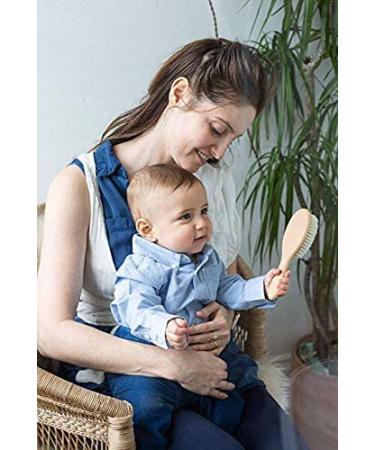 Ullabelle 4 Piece Wooden Baby Hair Brush and Comb Set - Soft Goat Hair - Prevents Cradle Cap - Pink - Registry Gift - Buy Online on GoSupps.com