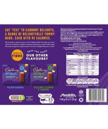 Cadbury Delights Soft Nougat Orange and Caramel Bars 5 x 22g (Pack of 9) - Buy Online on GoSupps.com