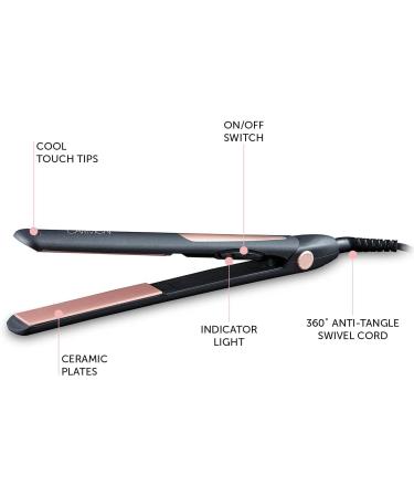 Carmen C81054 Noir Hair Straightener with Ceramic Plates and Anti Tangle 360 Swivel Cord - Black & Rose Gold - Buy Online on GoSupps.com
