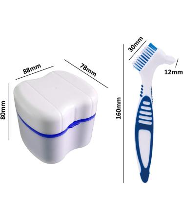 Buy Dark Blue Dental Prostheses Container Set Sieve Cleaning Brush & Storage for Braces & False Teeth | International Shipping - Buy Online on GoSupps.com