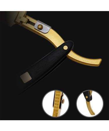 High-Quality Vintage Ebony Manual Blade Razor - Stainless Steel Scraper & Foldable Knife Holder for Men | Premium Hairdressing Tools - Buy Online on GoSupps.com