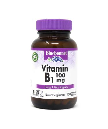 Bluebonnet Vitamin B-1 100 mg Vegetable Capsules, 100 Count