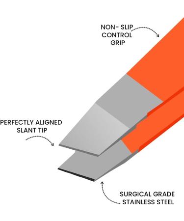 Professional Stainless Steel Eyebrow Tweezers for Facial Hair Removal - Orange - Buy Online on GoSupps.com