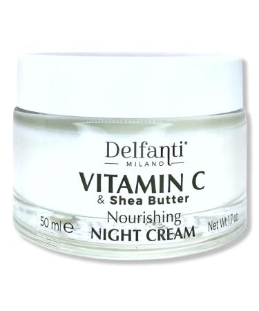 Delfanti-Milano VITAMIN C & SHEA BUTTER Nourishing Night Cream Face and Neck Moisturizer Made in Italy