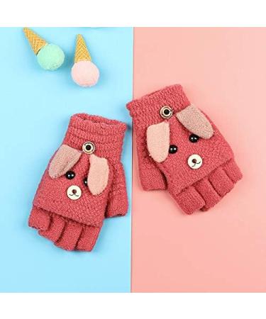 Kids Puppy Flip Top Half Finger Gloves for 3-8 Yrs - Puppy/Red - Buy Online on GoSupps.com