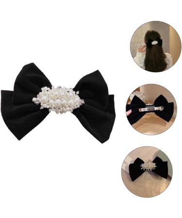 minkissy 1pc Hairpin Bow Hair Clips Grosgrain Hair Bow Wedding Headpieces Big Hair Bow Clip Bow Knot Barrettes Hair Accessories for Women Wedding Fabric Pearl Small and Fresh Girl 17.5X11.5X2.5CM Black - Buy Online on GoSupps.com