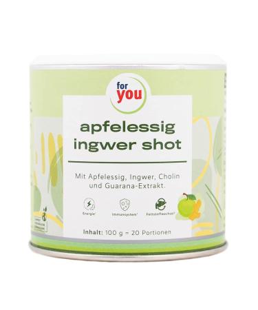 Apple cider vinegar ginger shot |Powder to mix in 40ml water |Fruity taste with a spicy ginger note |With apple cider vinegar ginger choline guarana & vitamin B6.15 mg caffeine per portion - Buy Online on GoSupps.com