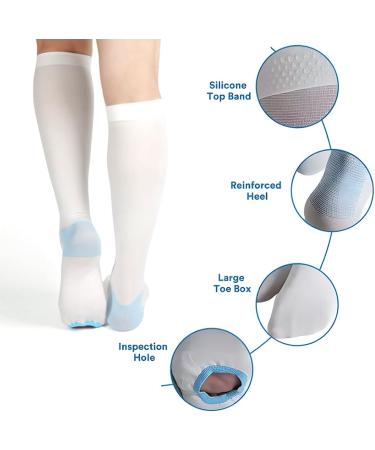Open Toe Thrombosis Socks - Medical Compression Stockings for Varicose Veins | Class 1 Compression Knee Socks (White M) - 1 Pair - Buy Online on GoSupps.com