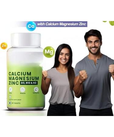 Calcium Magnesium Zinc with Vitamin D3 & B12 1000mg I 60 Veg Tablets|Support Strong Joints Health |for Both Men & Women 1 Count 60 Capsules - Buy Online on GoSupps.com