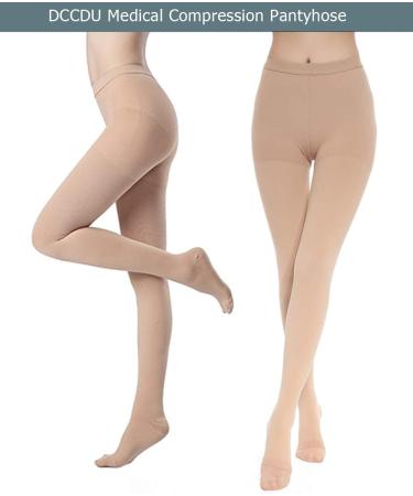 DCCDU Medical Compression Pantyhose for Women 20-30 mmHg Support | Varicose Veins Treatment | Edema Swelling Relief | Beige X-Large - Buy Online on GoSupps.com