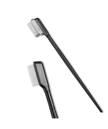 Jagowa Eyelash Comb Set - Fine-toothed Steel Needle for Lash Separation Ideal for Eyebrows and Makeup - Black 2 Pc Beauty Tool for Women and Girls