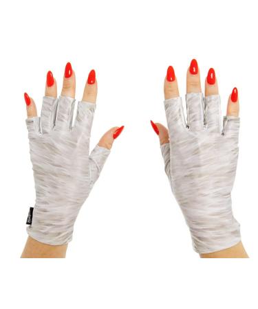 ManiGlovz - Anti UV Gloves for Gel Manicures Using Gel Lamp Dryers, Driving, Lounging and More, Fingerless Gloves That Shield Skin from The Sun and Nail Lamp, Outdoor Gloves, White Feather