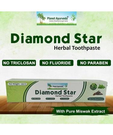 Planet Ayurveda Diamond Star Herbal Toothpaste 100 gm | Ayurvedic Mints Ajwain & Miswak for Naturally Fresh Breath & Gentle Gum Care | Fluoride-Free Chemical-Free Paste (2) - Buy Online on GoSupps.com