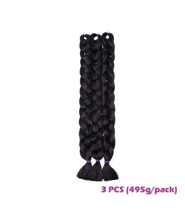 SEGO 41 Braid Extensions - Synthetic Crochet Braiding Hair (165g/bundle) - Black | 3 Pieces for Stunning Styles - Buy Online on GoSupps.com