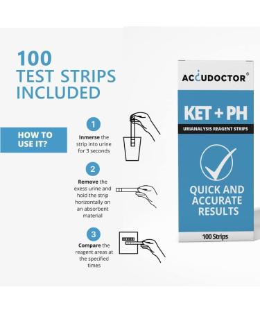 100 Accudoctor Urine Test Strips for Ketones & pH | Quick Urine Analysis Kit for Ketogenic Diet - Optimal Results - Buy Online on GoSupps.com