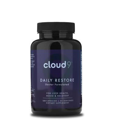 Cloud9 Daily Restore Liver Detox & Recovery Supplement with Milk Thistle NAC & B-Vitamins Energy Focus & Nutrient Support After Drinking 120 Capsules Made in USA
