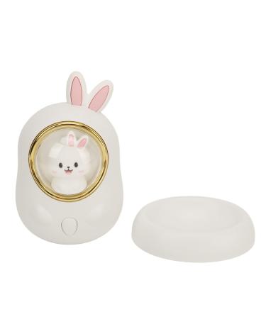 Hand Warmer Lightweight Cute Rabbit Design Night Light Function USB Rechargeable 2 Levels Heating Pocket Hand Warmer with Lanyard for Office (White)