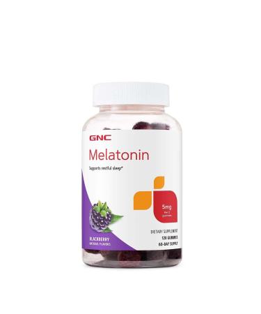 GNC Melatonin Gummies 5 mg - BlackBerry - 120 Gummies (60 Servings)