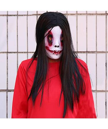 Long Hair Ghost Horror Devil Mask Halloween Mask Scary Challenge Games Evil Costume Halloween Cosplay Party Decoration Props