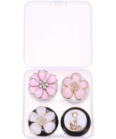 ARTIBETTER 2 Pairs Contact Lens Box Kit | Rhinestone Flower Pattern Travel Case | Portable Storage for Lenses - Buy Online on GoSupps.com