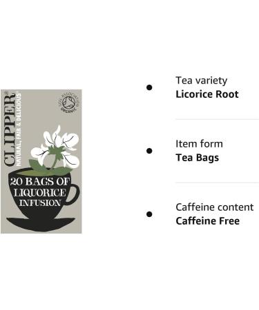 Clipper Organic Liquorice Tea Bags | 120 Infusion Liquorice Root Teabag Sachets (6 x Boxes of 20) | Bulk Buy for Home & Catering | Caffeine-Free Herbal Tea Bags | Natural Unbleached & Biodegradable Liquorice single - Buy Online on GoSupps.com
