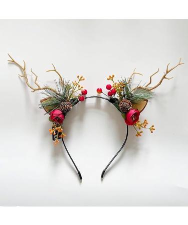 Clataly LED Light up Headband Glowing Reindeer Antlers Hair Accessories Luminous Tiara Christmas Party Hair Hoop Feather Headwear for Women Girls (Color light A) - Buy Online on GoSupps.com