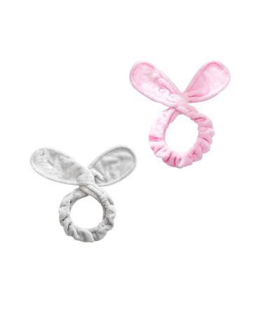 Minkissy Hasenohr Fleece Headband for Women & Girls | Makeup Hair Band & Facial Wash Accessories (Pink/Gray) - Shop Now! - Buy Online on GoSupps.com