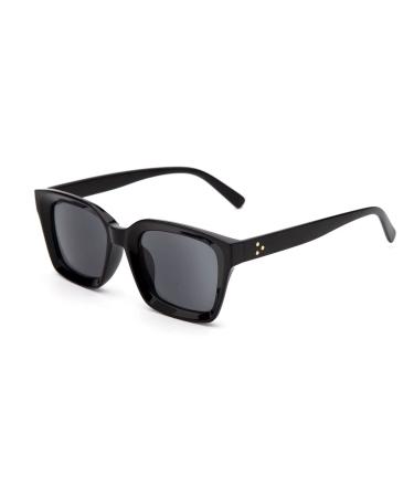 Read amorays fashion sunglasses uv400 protection oversized square frame with spring zipper reading glasses for women men (black 1.00)