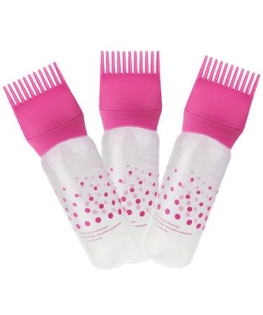 Beaupretty Highlight Comb 3pcs Hair Cleaning Bottle Hair Oiling Bottle Comb Bottle for Hair Oiling Hair Color Root Comb Comb Bottle Styling Comb Pink With Scale Plastic Hair Dye