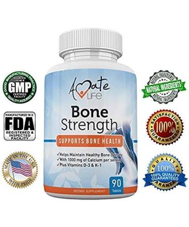 Amate Life Bone Strength - Calcium Magnesium Supplement with Vitamin D3 - 1000mg High Absorption Calcium for Women - 90 Tablets, Made in USA - Buy Online on GoSupps.com