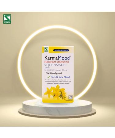 Schwabe KarmaMood Maximum Strength - St John's Wort Extract 425mg - Herbal Remedy for Low Mood and Anxiety - 30 Tablets - Buy Online on GoSupps.com