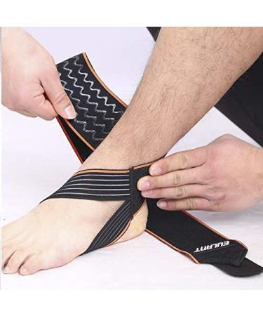 Buy Eulant Adjustable Ankle Bandage - Anti-Slip Silicone Stripes Elastic Foot Support for Volleyball Football & Running - 2 Pieces 85cm Orange - Buy Online on GoSupps.com