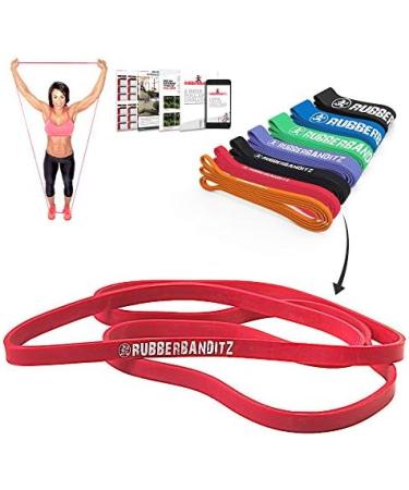 Rubberbanditz Heavy Duty Pull Up Assist Resistance Bands | Loop Exercise Workout Bands for Powerlifting Mobility & Stretching - Red - Buy Online on GoSupps.com
