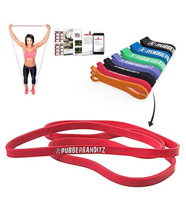 Rubberbanditz Pull Up Assist Resistance Bands Heavy Duty Loop Exercise Workout Bands for Powerlifting Mobility and Stretching Red