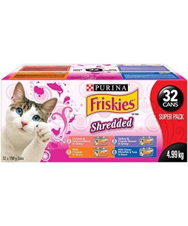 Friskies Purina Shredded Super Pack Cans and Gravy Pleasures Cat Food Variety Bundle (156g) Shredded Cat Food + Gravy Pleasures - Buy Online on GoSupps.com