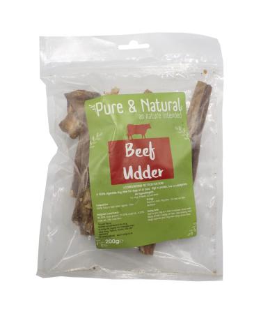 Pure & Natural Beef Udder 15cm - Cow Udder 100% Natural Dog Treats Hypoallergenic Long Lasting Beef Dog Chews - 200g Bag Beef Udder 200g (Pack of 1)