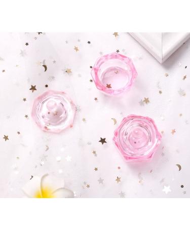 SUKPSY 2 Pcs Glass Crystal Dappen Dish Cup with Lid - Nail Art Acrylic Liquid Powder Glassware Tool | Pink Octagon Design - Buy Online on GoSupps.com
