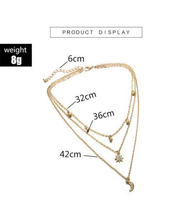DoubleNine Star Moon Pendant Necklace - Dainty Gold Crystal Choker for Bridesmaids & Women | Chic Layering Jewelry Accessories - Buy Online on GoSupps.com