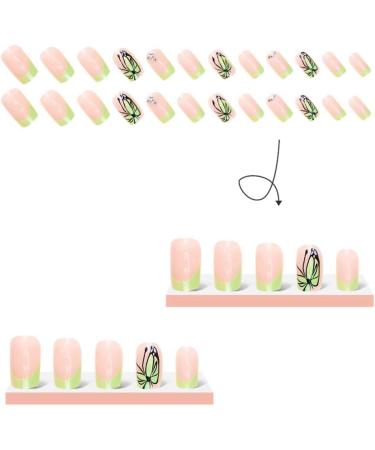Widybord French Butterfly False Nails Long Coffin Nail Tip Detachable Press on Nails DIY Manicure Glitter Diamond Nails ABS - Buy Online on GoSupps.com